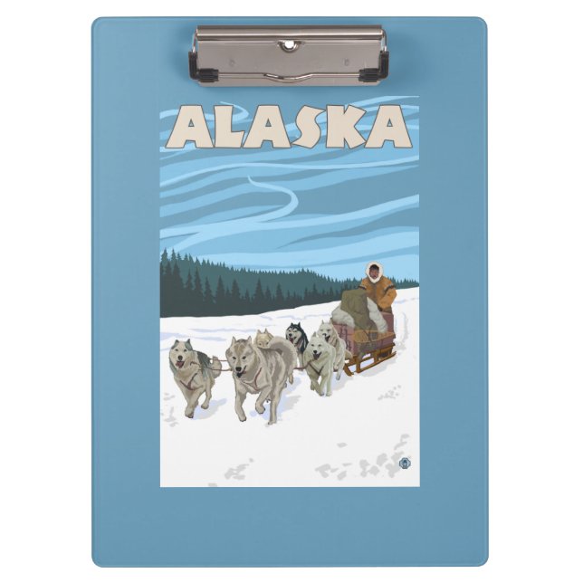 Pranchetas Poster das viagens vintage de AlaskaDogsledding (Frente)