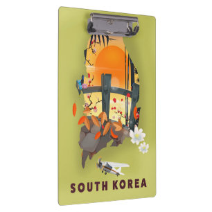 Pranchetas Pôster de mapa ilustrado da Coreia do Sul