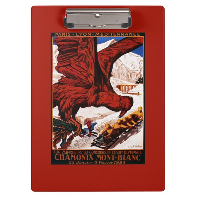 Pranchetas Poster olímpico de 1924 jogos do inverno (Frente)