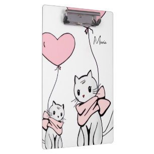 Pranchetas Pranchaça de Cópia Rosa Fofa com Corações e Gatos 