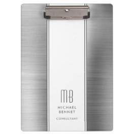 Pranchetas Prata Cinza Monogramada Metálica Brushed Empresari
