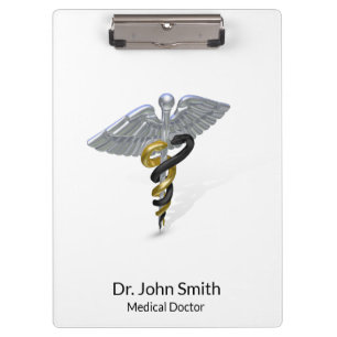 Pranchetas Prata médica Caduceus Preto Dourado - Área de tran