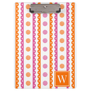 Pranchetas Preppy Golf Scallop Stripe - Rosa Quente e Laranja