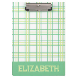 Pranchetas Preppy Plaid Green Lime Varsity Font School
