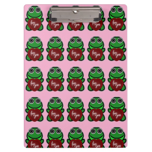 Pranchetas Presente Coração de Rã Kawaii Amo Personalizado (Frente)