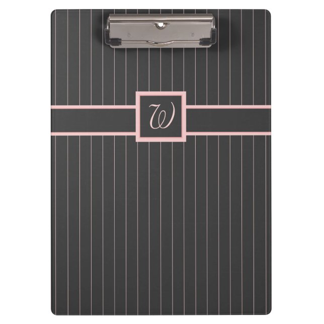 Pranchetas Preto com Área de Transferência Pinstripes Rosa (Frente)