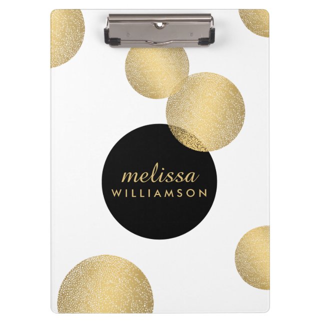 Pranchetas Preto e Dourado Glamor e Beleza Personalizados (Frente)