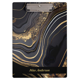 Pranchetas Preto Elegante Moderno e Dourado Marmoreado