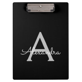 Pranchetas Preto Moderno Nome Monograma Feminino em Roscas