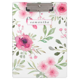 Pranchetas Primavera Pink Watercolor Floral Personalizado