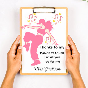 Pranchetas Professor de Dança Personalizado, agradecimento ao