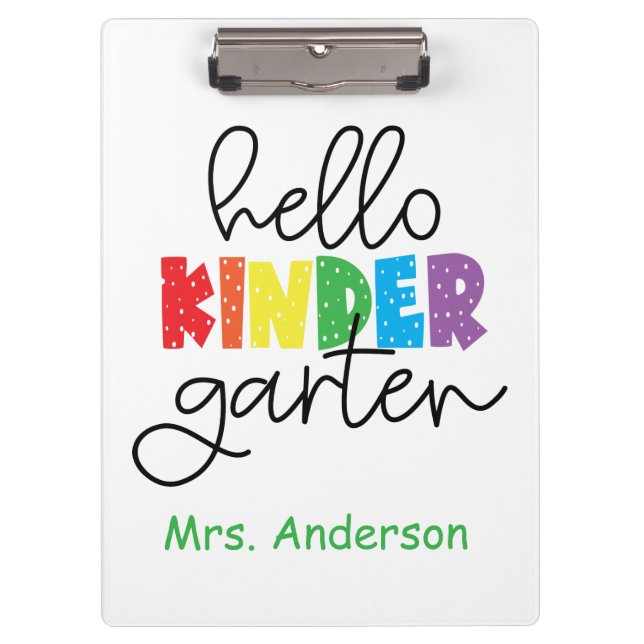 Pranchetas Professor de jardim de infância Olá jardim de infâ (Frente)