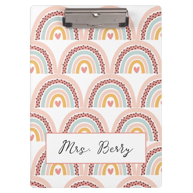 Pranchetas Professor moderno do arco-íris adiciona seu nome (Frente)