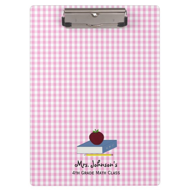 Pranchetas Professor Personalizado Pink Gingham (Frente)