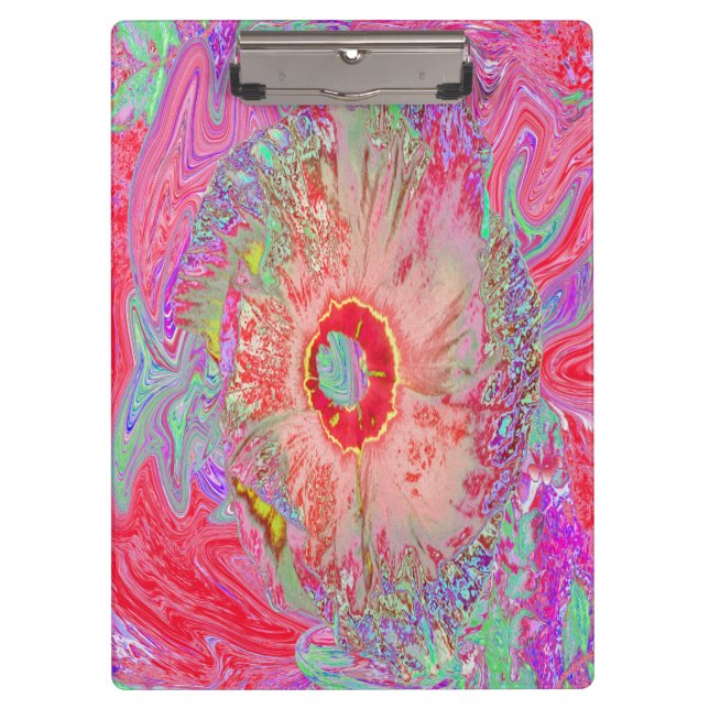 Pranchetas Psicodélico Retro Coral Arco-Íris Hibiscus (Frente)