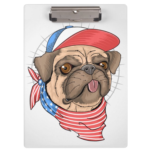 Pranchetas Pug Patriótico (Frente)