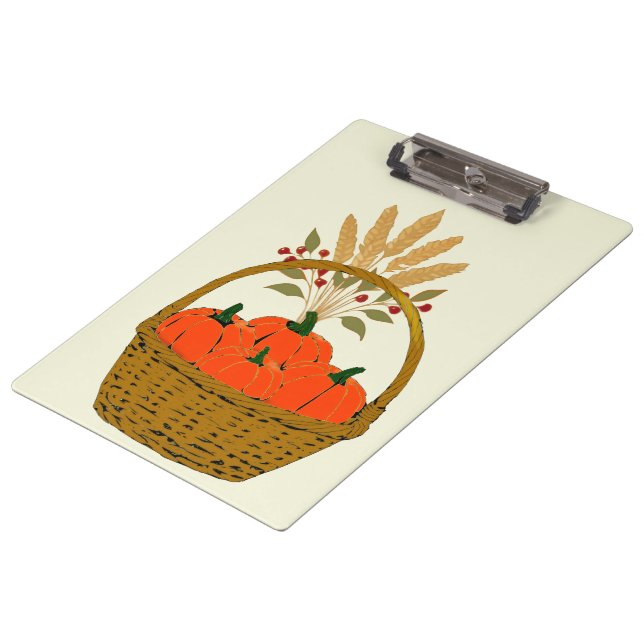 Pranchetas 🍂 **Pumpkin & Wheat Basket Clipfolio (Inclinado)