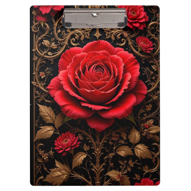 Pranchetas 🌹 Quadro de Escrita Rosa Vermelha para Escritório (Frente)