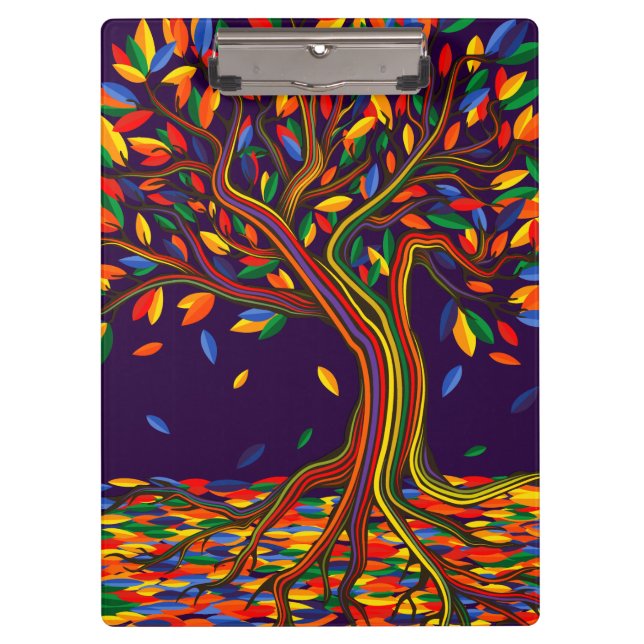 Pranchetas Queda de Cute Árvore Arco-Íris Purple Outono Ação  (Frente)