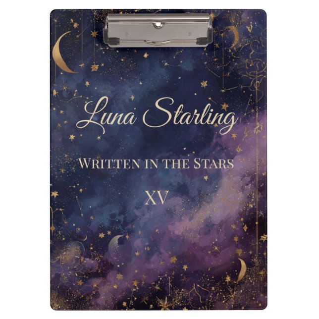 Pranchetas Quinceañera Celestial, personalizada (Frente)