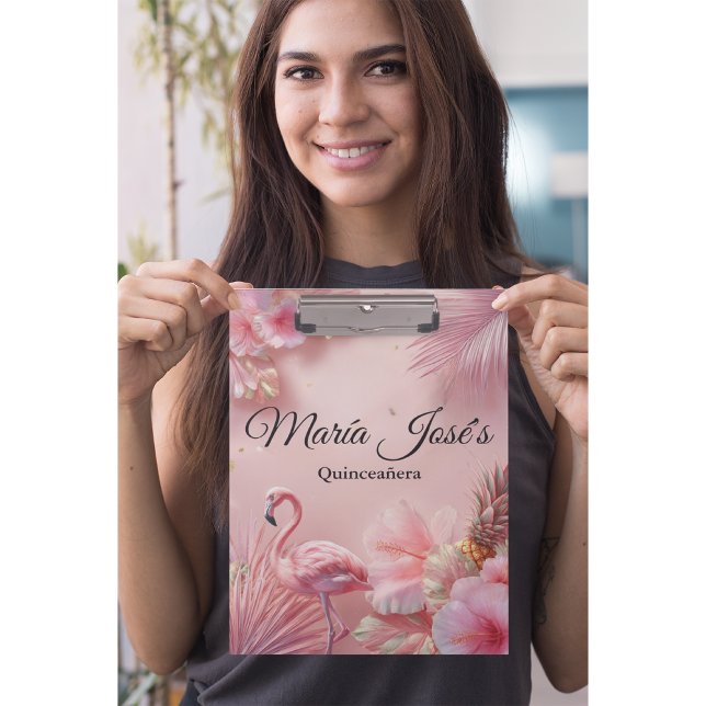 Pranchetas Quinceañera de Flamingo Tropical, personalizado (Criador carregado)