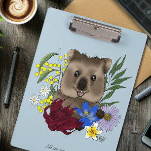Pranchetas Quokka Feliz Austrália Floral Azul
