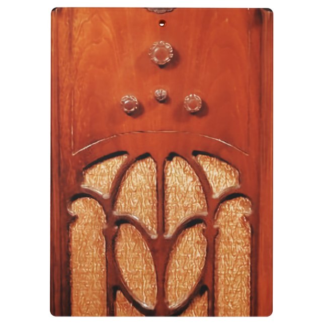 Pranchetas Rádio de colheita de madeira, lindo, retrô, chic,  (Verso)