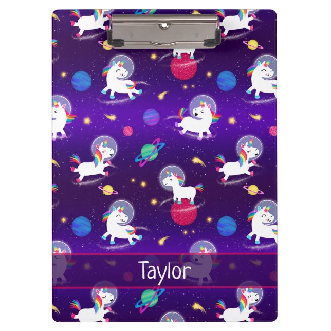 Pranchetas Rainbow Unicorns In Space Purple Ombre (Frente)