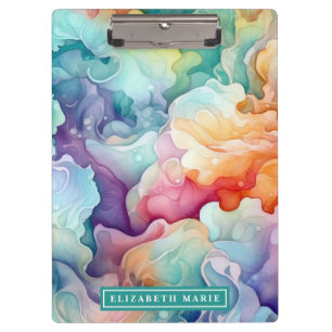 Pranchetas Rainbow Watercolor Splash Name Modelo