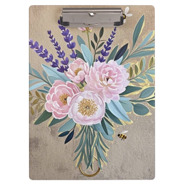 Pranchetas Ramalhete peônias flores lavanda Rústico (Frente)