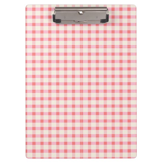 Pranchetas Receitas de Gingham Rosa Bege Xadrez Fofo Feminino (Frente)