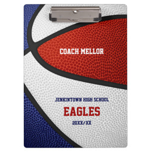 Pranchetas Red Blue White Equipe Cria treinador de basquetebo