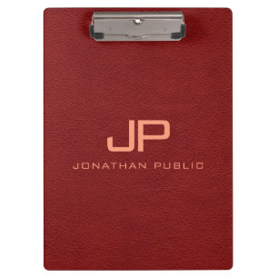 Pranchetas Red Brown Leather Olhar Nome Texto Monograma