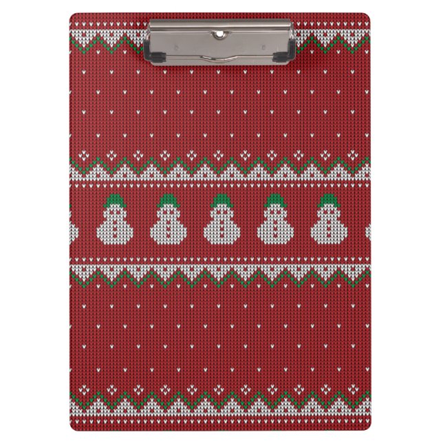 Pranchetas Red Christmas Knit Apple Pattern | Winter Holiday (Frente)