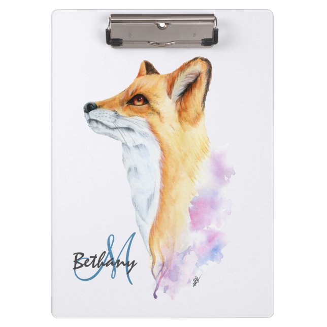Pranchetas Red Fox Watercolor Personalizada (Frente)