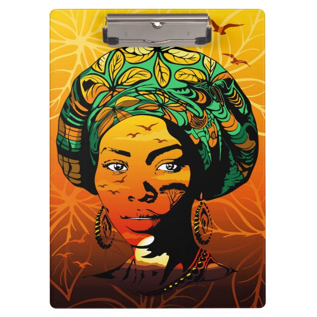 Pranchetas Retrato de Mulher Africana com Sunset (Frente)