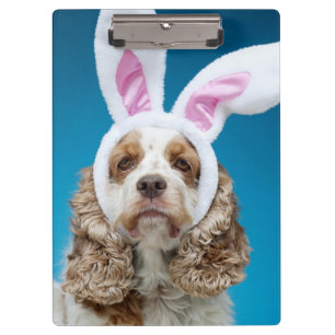 Pranchetas Retrato do cão que veste as orelhas do coelhinho
