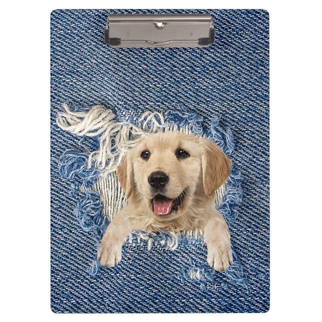 Pranchetas Retriever de ouro no Buraco Denim (Frente)