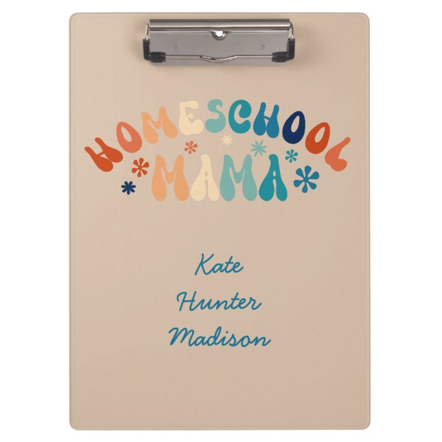 Pranchetas Retro Homeschool Mãe Personalizada (Frente)