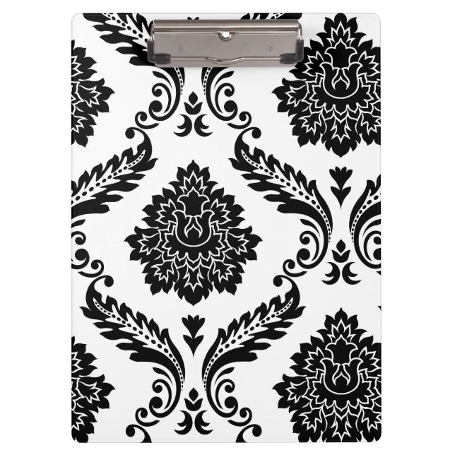 Pranchetas Rococo Damask Padrão Grande Descentralizado Preto  (Frente)