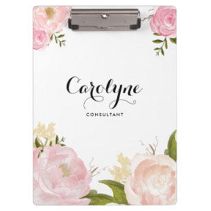 Pranchetas Romântica Cor d'água Rosa Peonies Floral