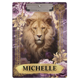Pranchetas Romântica Leão e Rosas Roxos Fantasia