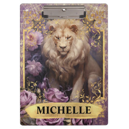 Pranchetas Romântica Leão e Rosas Roxos Fantasia