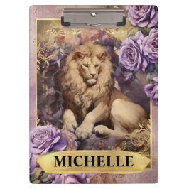 Pranchetas Romântica Leão e Rosas Roxos Fantasia