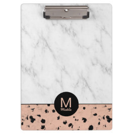Pranchetas Rosa de na moda Dourado e Padrão Marble com Monogr