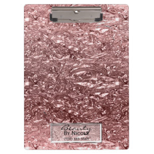 Pranchetas Rosa Dourado Líquido Cromo Metálico Chic Glam
