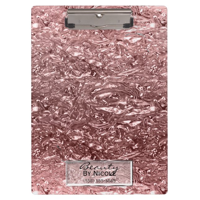 Pranchetas Rosa Dourado Líquido Cromo Metálico Chic Glam (Frente)