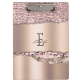 Pranchetas Rosa Dourado Tendência Diamantes Brilho Monograma