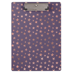 Pranchetas Rosa Ouro Glamouroso com Estrelas Lavanda