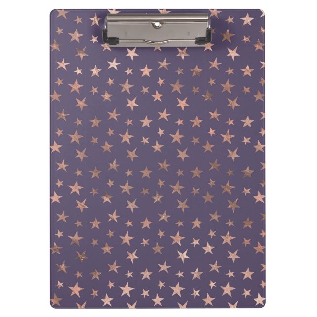 Pranchetas Rosa Ouro Glamouroso com Estrelas Lavanda (Frente)